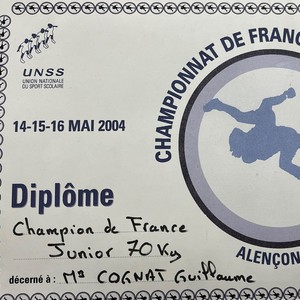 Diplôme Champion de France 2004. Diplôme Champion de France 2004.