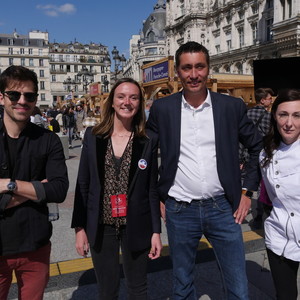 Le jury version "top Toqués" composé de gauche à droite de Victor Mercier, chef du restaurant Fief, d'Elise Grandidier, fondatrice du Tour des terroirs, de Samuel Vandaele, président de JA et Oxana Cretu, cheffe du restaurant Le Cromagnon