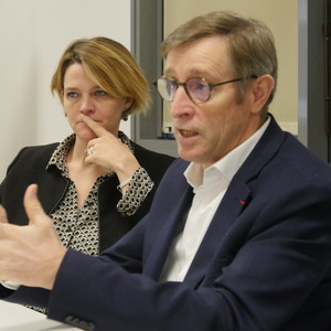 Dominique Chargé, président de la Coopération Agricole lors du point presse.