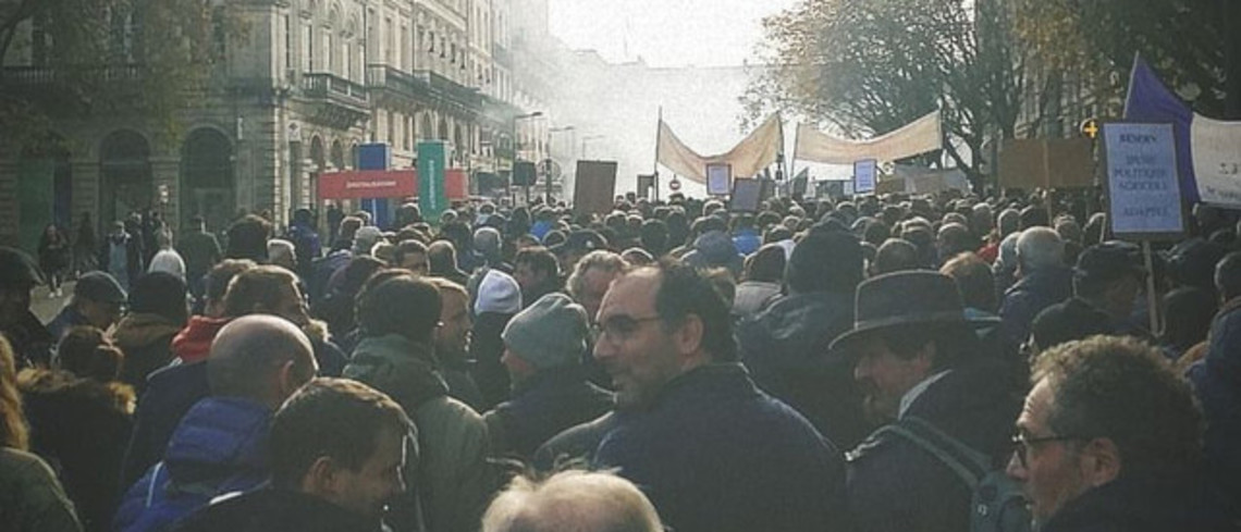 Partant de l'esplanade des Quinconces (et sa colonne des Girondins), la manifestation va passer à proximité du CIVB avant de bifurquer vers la place Tourny