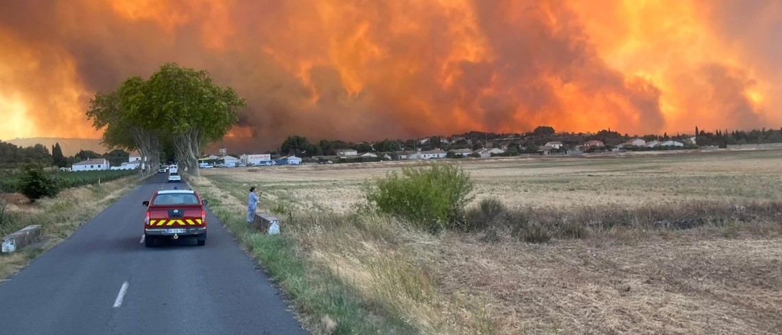 Violent incendie dans l’Aude, déclenché le 5 août. Violent incendie dans l’Aude, déclenché le 5 août.