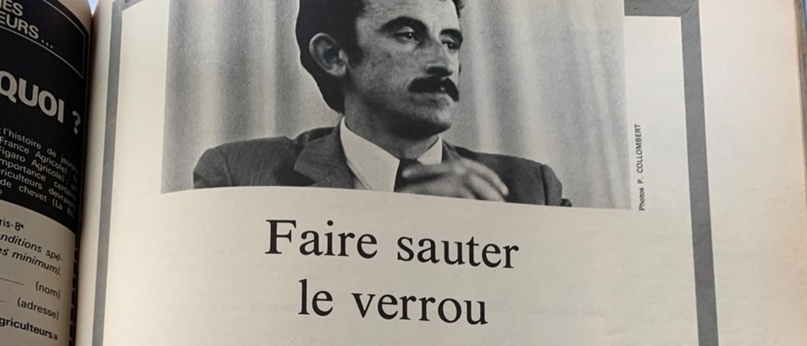 Dans le mensuel JA mag d’avril 1972, Louis Lauga, secrétaire général du CNJA, demande officiellement dans un édito intitulé « Faire sauter le verrou » (cf image) « la mise sur pied d’une Dotation nationale pour l’installation des jeunes agriculteurs ». Dans le mensuel JA mag d’avril 1972, Louis Lauga, secrétaire général du CNJA, demande officiellement dans un édito intitulé « Faire sauter le verrou » (cf image) « la mise sur pied d’une Dotation nationale pour l’installation des jeunes agriculteurs ».