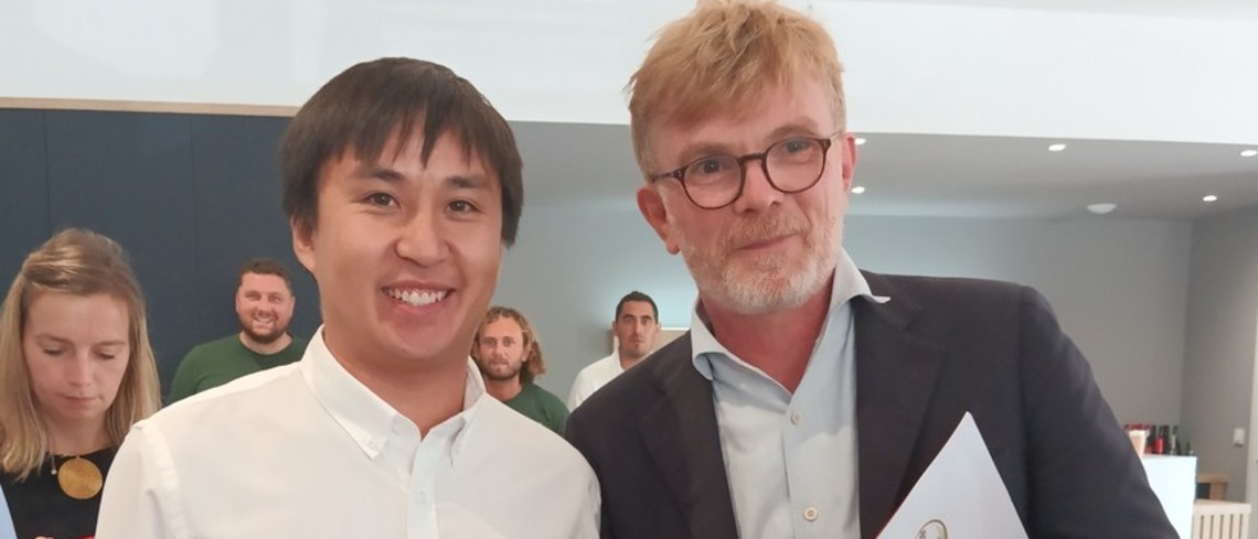 Le ministre de l’Agriculture et de la Souveraineté alimentaire, Marc Fesneau, avec le président JA Hérault Benjamin Boillat Rami.