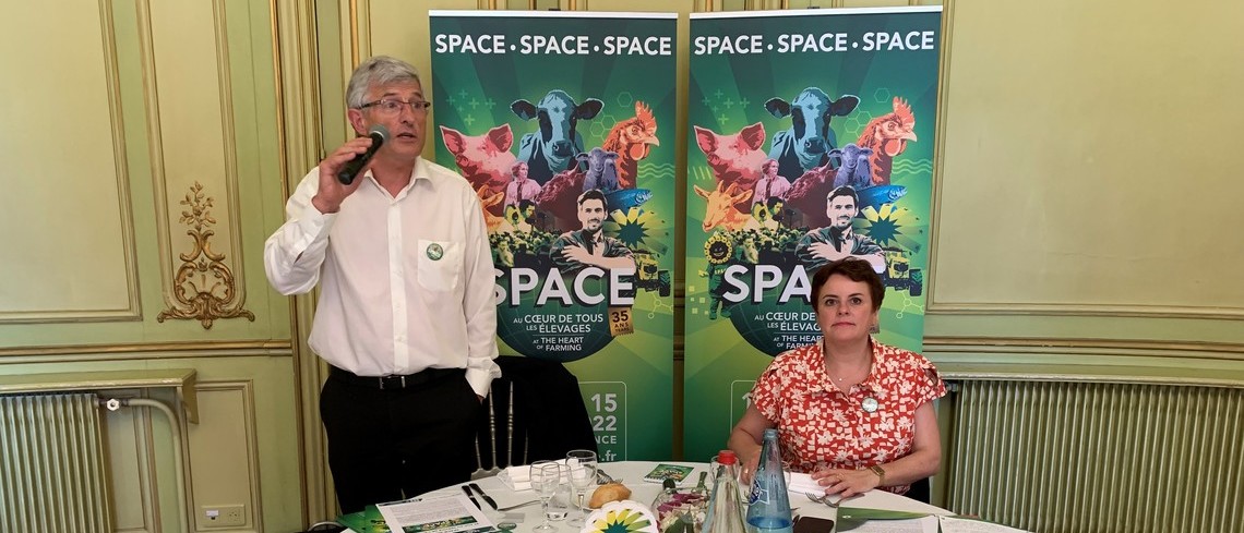 Marcel Denieul, président du Space et Anne-Marie Quénémer, commissaire générale du Space lors de la conférence de presse déroulée le mercredi 18 mai. Marcel Denieul, président du Space et Anne-Marie Quénémer, commissaire générale du Space