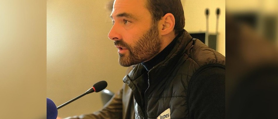 Pierrick Horel, président de Jeunes Agriculteurs lors de la conférence de presse, vendredi 21 février 2025.