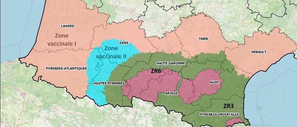 DNC : Zonage en Occitanie et Nouvelle-Aquitaine au 27 janvier 2026.
