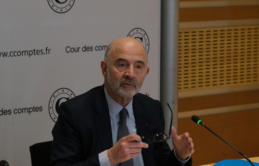 Pierre Moscovici, premier président de la Cour des comptes lors du point presse tenu le mercredi 12 avril.