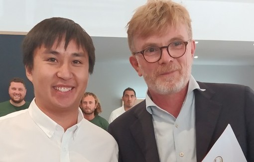 Le ministre de l’Agriculture et de la Souveraineté alimentaire, Marc Fesneau, avec le président JA Hérault Benjamin Boillat Rami.