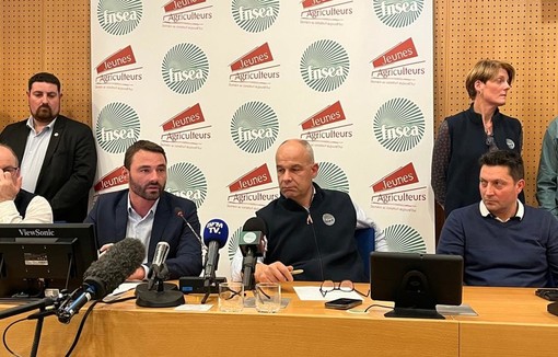 Les présidents JA et FNSEA lors de la conférence de presse, jeudi 6 février 2025.