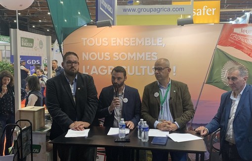 Pierrick Horel et Arnaud Rousseau au Sommet de l'élevage, mardi 1er octobre 2024.