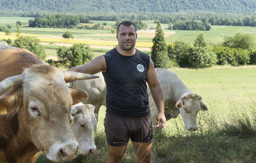 Jérôme Rey et son taureau.