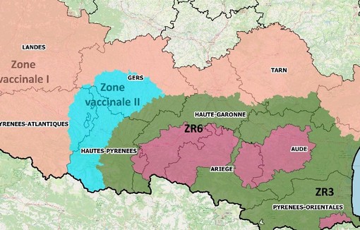 DNC : Zonage en Occitanie et Nouvelle-Aquitaine au 27 janvier 2026.