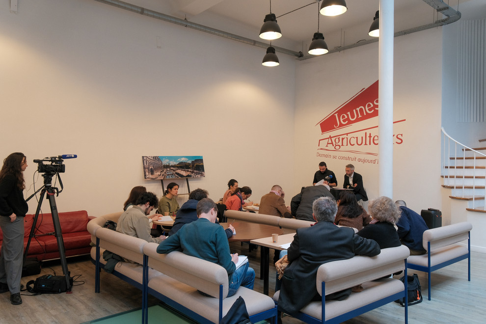 La première Conférence de presse pré-SIA de Pierrick Horel  et Quentin Le Guillous dans les nouveaux locaux de Jeunes Agriculteurs.