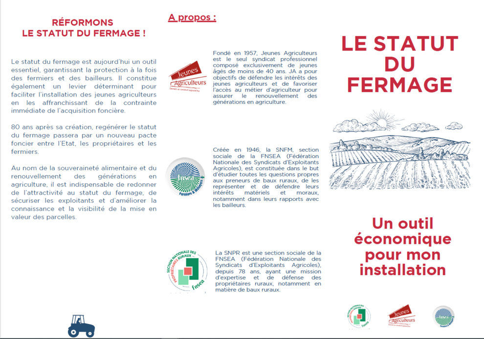 RÉFORMONS LE STATUT DU FERMAGE ! RÉFORMONS LE STATUT DU FERMAGE !